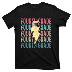 Fourth Grade Lightning Bolt Pencil Retro Teacher T-Shirt