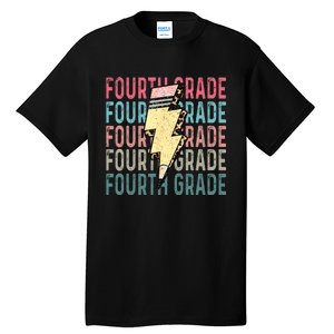 Fourth Grade Lightning Bolt Pencil Retro Teacher Tall T-Shirt