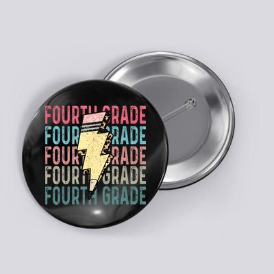 Fourth Grade Lightning Bolt Pencil Retro Teacher Button