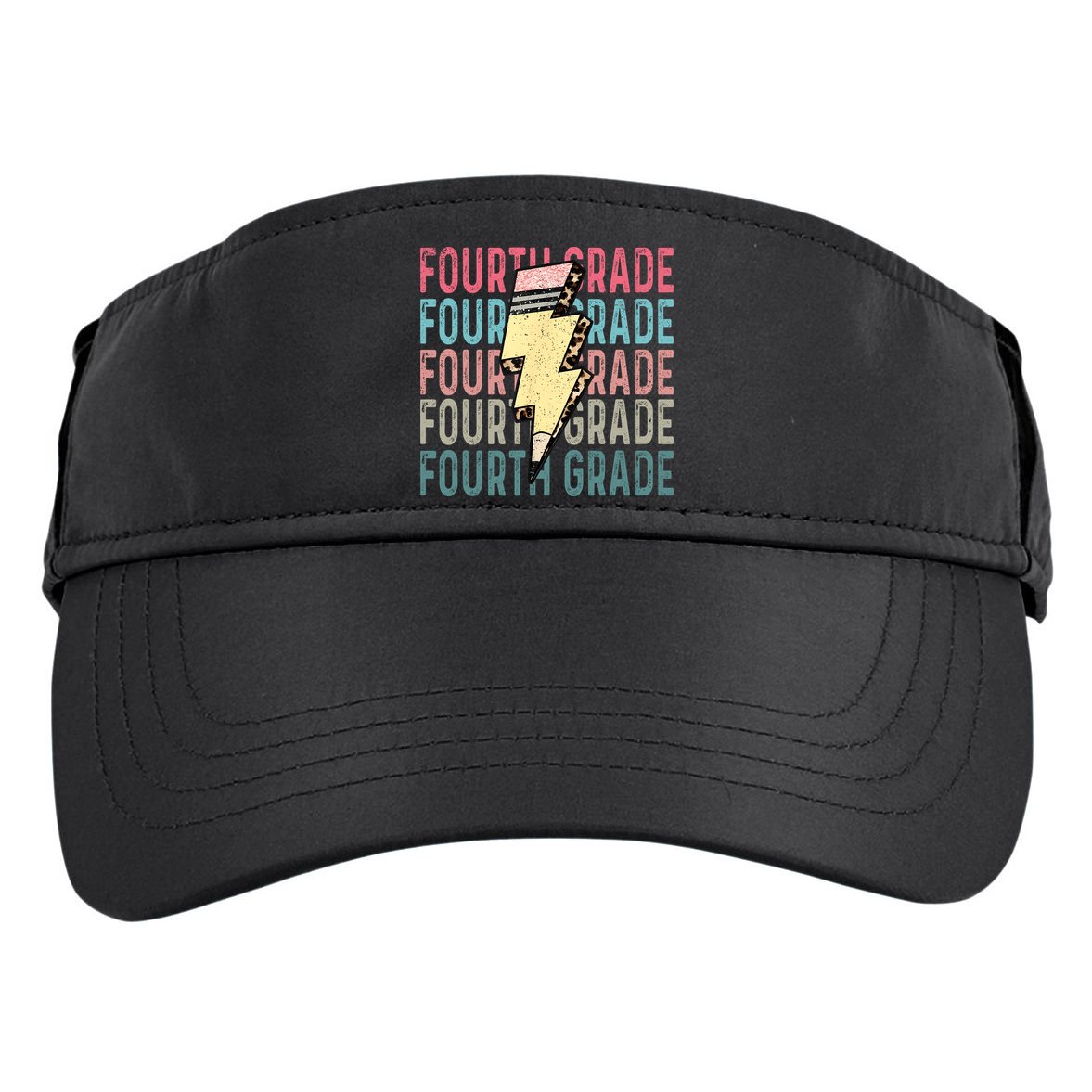 Fourth Grade Lightning Bolt Pencil Retro Teacher Adult Drive Performance Visor
