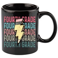 Fourth Grade Lightning Bolt Pencil Retro Teacher 11oz C Handle Ceramic Mug