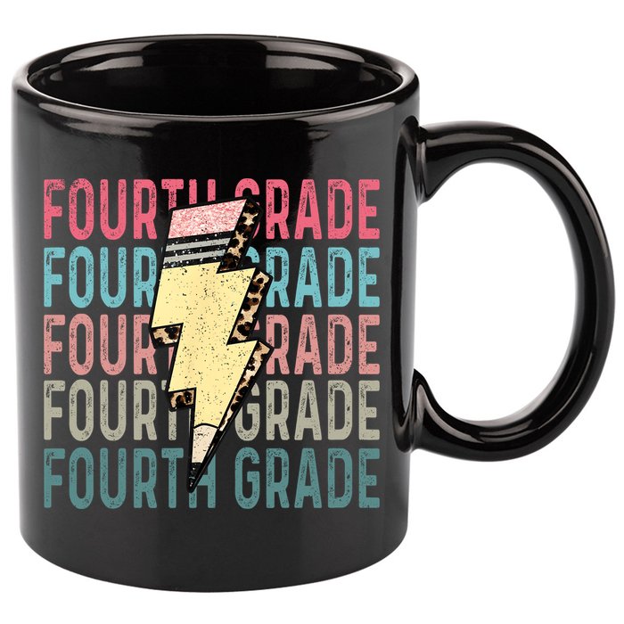 Fourth Grade Lightning Bolt Pencil Retro Teacher 11oz C Handle Ceramic Mug