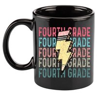 Fourth Grade Lightning Bolt Pencil Retro Teacher 11oz C Handle Ceramic Mug