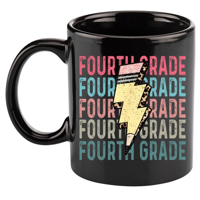 Fourth Grade Lightning Bolt Pencil Retro Teacher 11oz C Handle Ceramic Mug