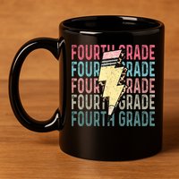 Fourth Grade Lightning Bolt Pencil Retro Teacher 11oz C Handle Ceramic Mug