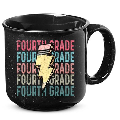 Fourth Grade Lightning Bolt Pencil Retro Teacher 15oz Campfire Ceramic Mug