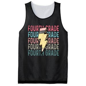 Fourth Grade Lightning Bolt Pencil Retro Teacher Mesh Reversible Basketball Jersey Tank