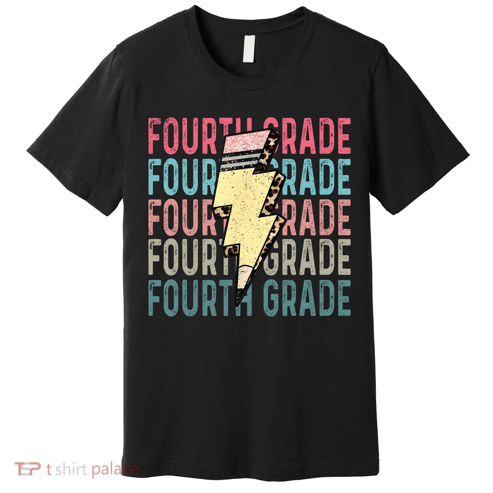 Fourth Grade Lightning Bolt Pencil Retro Teacher Premium T-Shirt