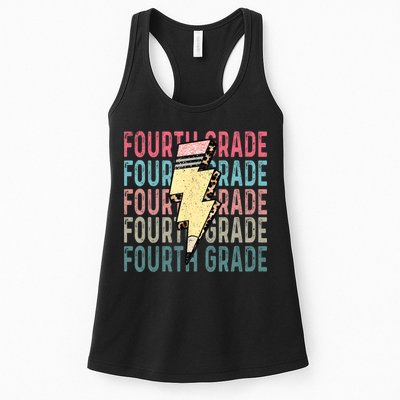 Fourth Grade Lightning Bolt Pencil Retro Teacher Womens Tank Top