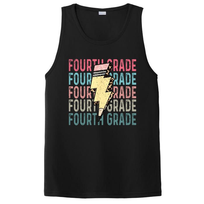 Fourth Grade Lightning Bolt Pencil Retro Teacher PosiCharge Competitor Tank