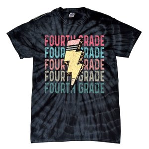 Fourth Grade Lightning Bolt Pencil Retro Teacher Tie-Dye T-Shirt