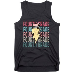 Fourth Grade Lightning Bolt Pencil Retro Teacher Tank Top