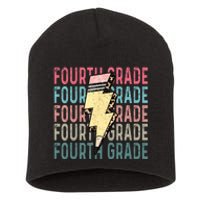 Fourth Grade Lightning Bolt Pencil Retro Teacher Short Acrylic Beanie