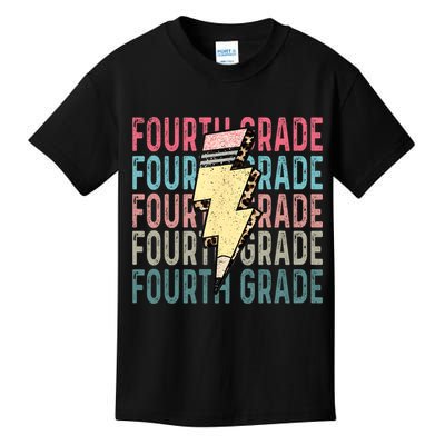 Fourth Grade Lightning Bolt Pencil Retro Teacher Kids T-Shirt