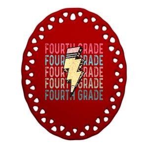 Fourth Grade Lightning Bolt Pencil Retro Teacher Ceramic Oval Ornament