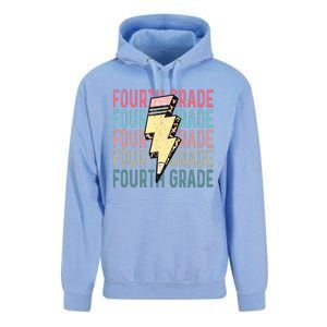 Fourth Grade Lightning Bolt Pencil Retro Teacher Unisex Surf Hoodie