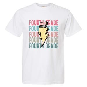 Fourth Grade Lightning Bolt Pencil Retro Teacher Garment-Dyed Heavyweight T-Shirt