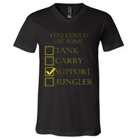 Funny Gaming League Support V-Neck T-Shirt