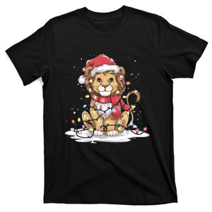 Funny Gift Lion Lover Xmas Lion Christmas Tree Lights T-Shirt