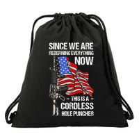 Funny Gun Lover Cordless Hole Puncher Drawstring Bag