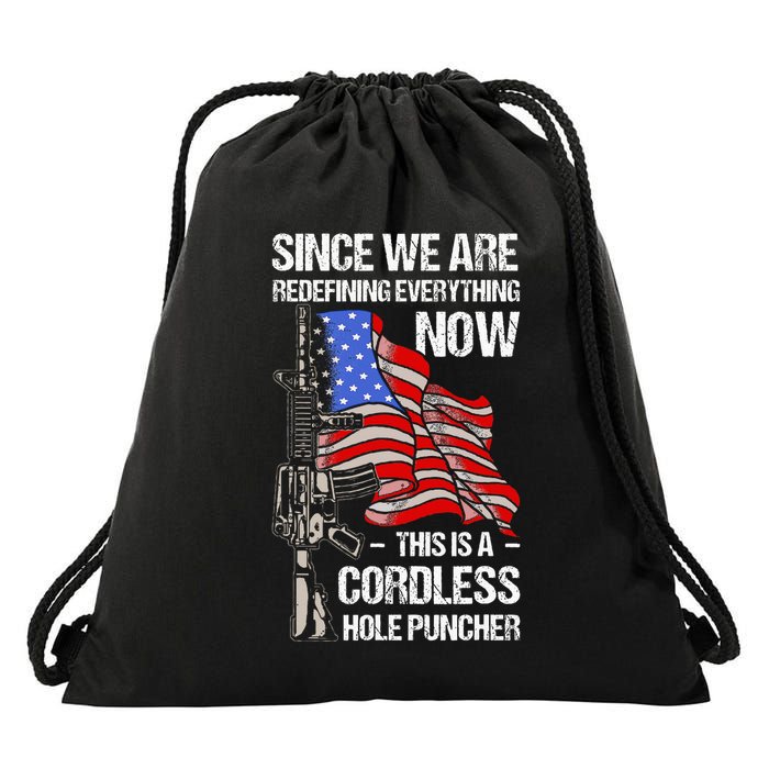 Funny Gun Lover Cordless Hole Puncher Drawstring Bag
