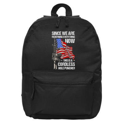 Funny Gun Lover Cordless Hole Puncher 16 in Basic Backpack