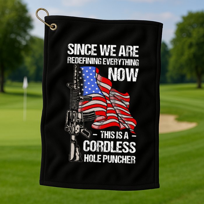 Funny Gun Lover Cordless Hole Puncher Golf Towel