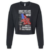 Funny Gun Lover Cordless Hole Puncher Cropped Pullover Crew