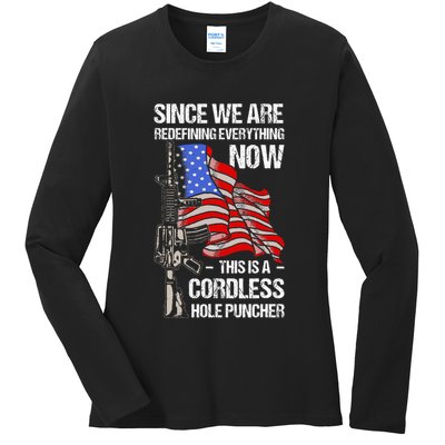 Funny Gun Lover Cordless Hole Puncher Ladies Long Sleeve Shirt