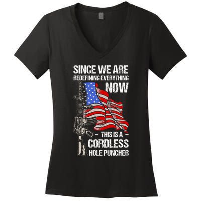 Funny Gun Lover Cordless Hole Puncher Women's V-Neck T-Shirt
