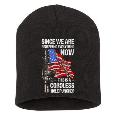 Funny Gun Lover Cordless Hole Puncher Short Acrylic Beanie