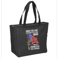 Funny Gun Lover Cordless Hole Puncher Zip Tote Bag