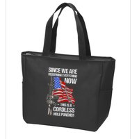 Funny Gun Lover Cordless Hole Puncher Zip Tote Bag