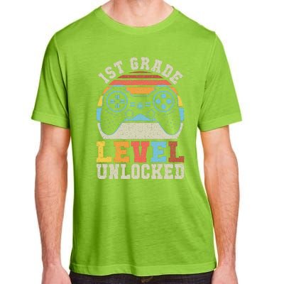 First Grade Level Unlocked Gamer 1st Day Of School Gift Adult ChromaSoft Performance T-Shirt