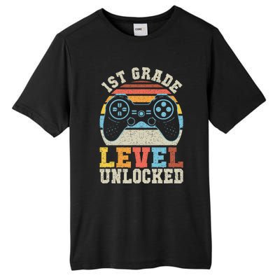 First Grade Level Unlocked Gamer 1st Day Of School Gift Tall Fusion ChromaSoft Performance T-Shirt