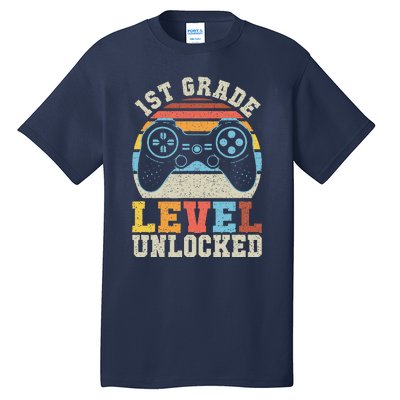 First Grade Level Unlocked Gamer 1st Day Of School Gift Tall T-Shirt