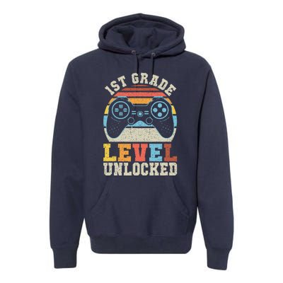 First Grade Level Unlocked Gamer 1st Day Of School Gift Premium Hoodie