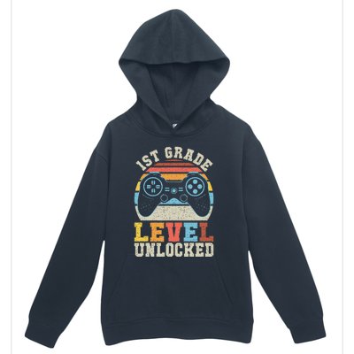 First Grade Level Unlocked Gamer 1st Day Of School Gift Urban Pullover Hoodie