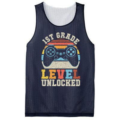 First Grade Level Unlocked Gamer 1st Day Of School Gift Mesh Reversible Basketball Jersey Tank