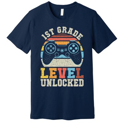 First Grade Level Unlocked Gamer 1st Day Of School Gift Premium T-Shirt