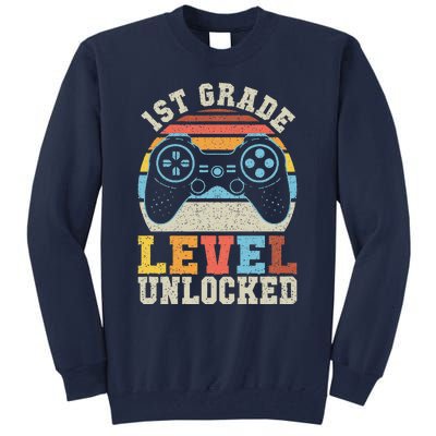 First Grade Level Unlocked Gamer 1st Day Of School Gift Tall Sweatshirt