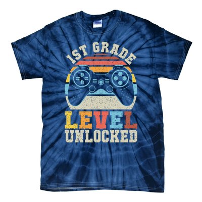 First Grade Level Unlocked Gamer 1st Day Of School Gift Tie-Dye T-Shirt