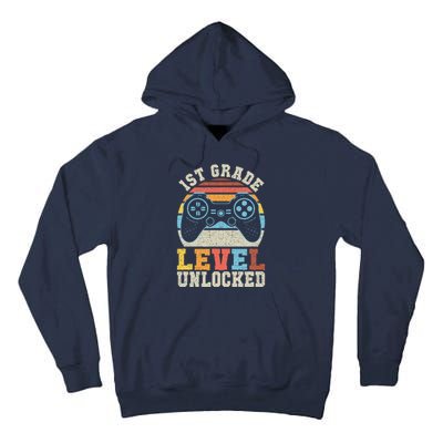 First Grade Level Unlocked Gamer 1st Day Of School Gift Tall Hoodie