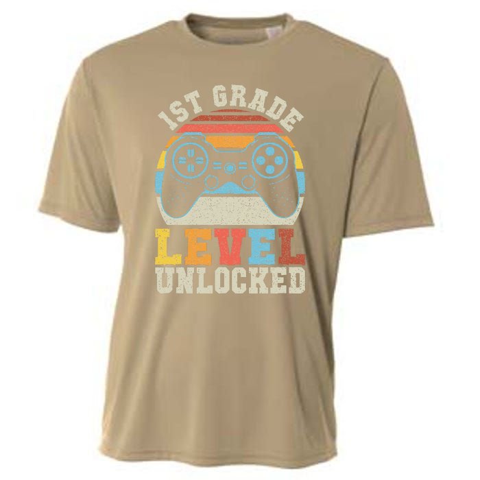 First Grade Level Unlocked Gamer 1st Day Of School Gift Cooling Performance Crew T-Shirt