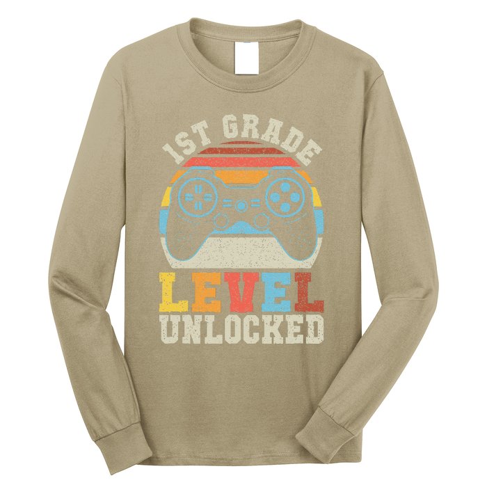 First Grade Level Unlocked Gamer 1st Day Of School Gift Long Sleeve Shirt