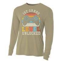 First Grade Level Unlocked Gamer 1st Day Of School Gift Cooling Performance Long Sleeve Crew