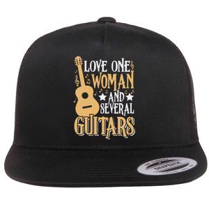 Funny Guitar Lovers Guitarist Musician Band Playing Artist Flat Bill Trucker Hat