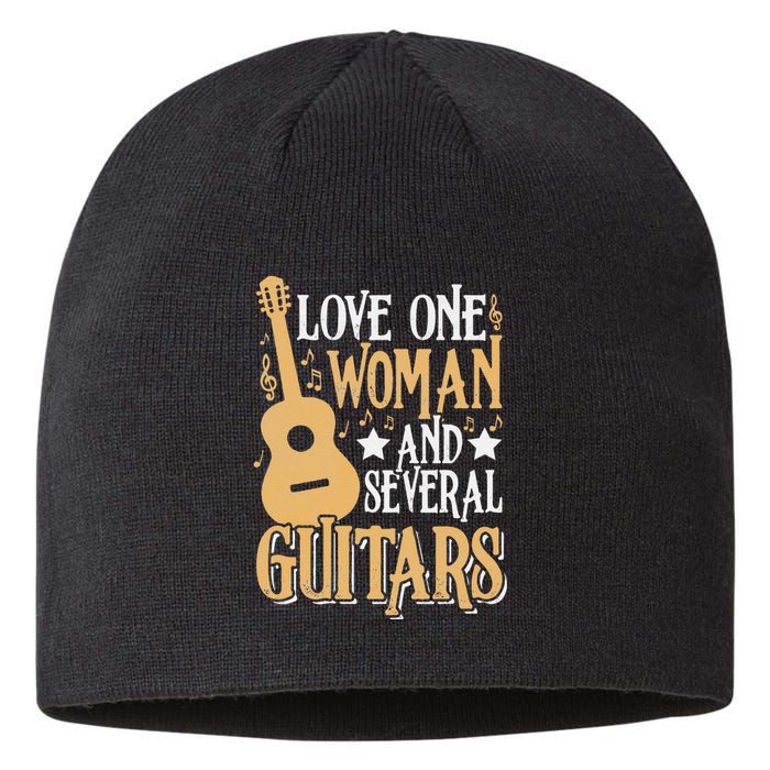 Funny Guitar Lovers Guitarist Musician Band Playing Artist Sustainable Beanie