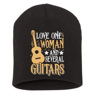 Funny Guitar Lovers Guitarist Musician Band Playing Artist Short Acrylic Beanie