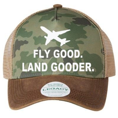 Fly Good Land Gooder Airline Pilot Private Pilot Student Legacy Tie Dye Trucker Hat